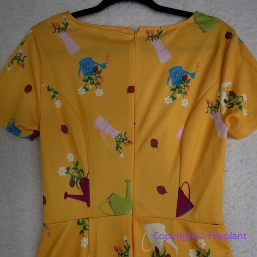 Unique Vintage Gwynnie Bee Garden‎ Party Yellow Dress, M - Picture 11 of 15